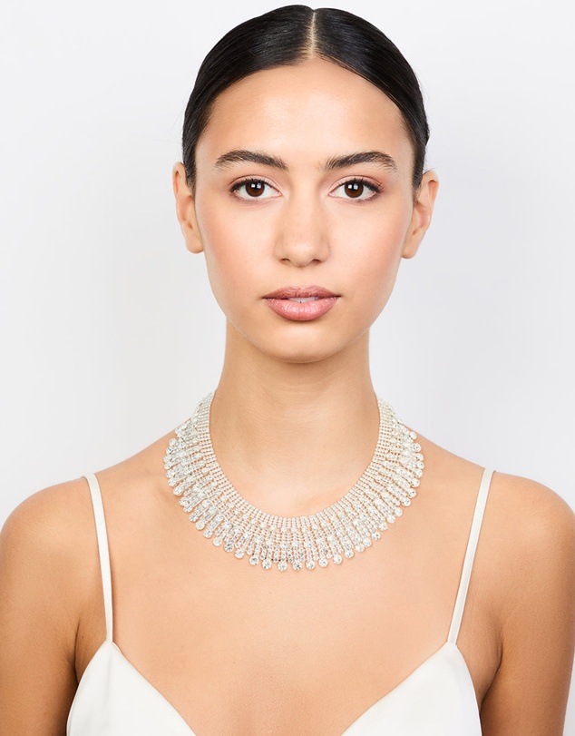 Lovisa - Silver Diamante Fan Cupchain Bib Necklace