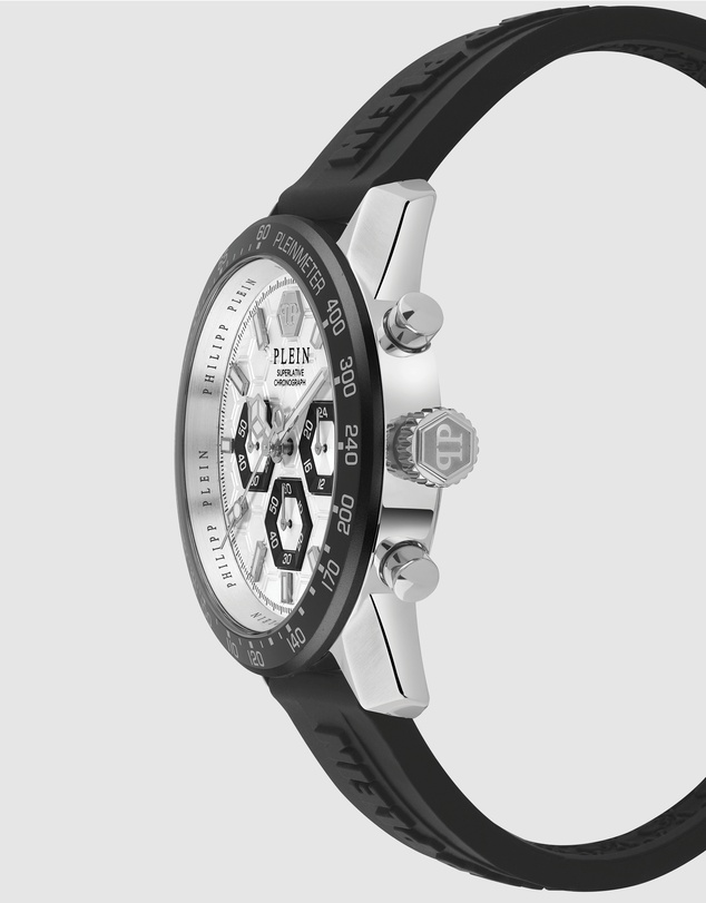 Philipp Plein - Pleinmeter - 44mm Silver Dial and Black Silicone Strap