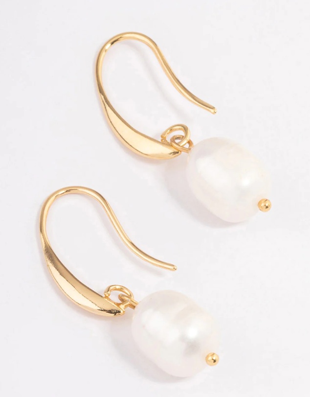 Lovisa - Gold Plated Freshwater Pearl Medium Hook Drop Earrings
