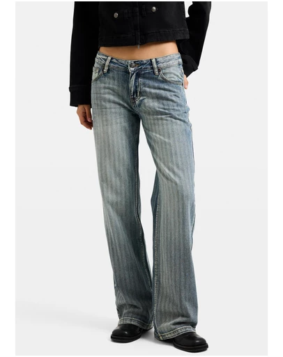 Neon Hart - Pelly Pinstripe Low Denim Jeans