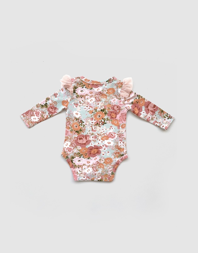 WITH LOVE FOR KIDS - Tulle Flutter Long Sleeve Onesie - Babies