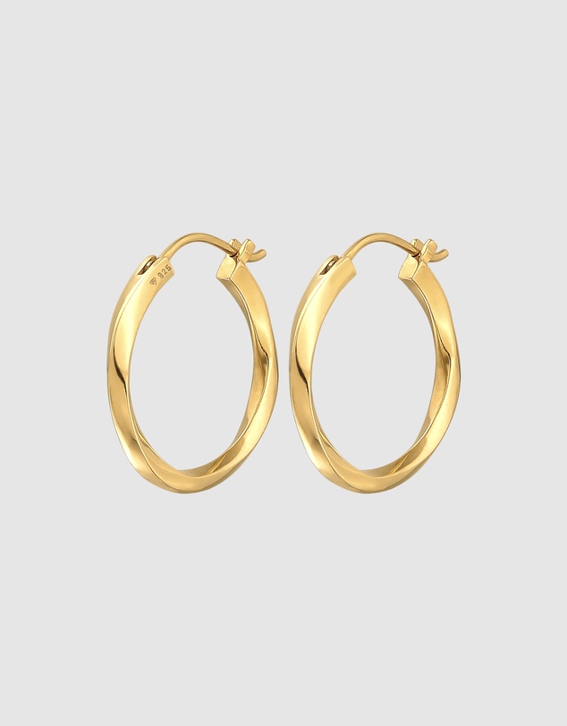 Elli Jewelry - Twisted Hoop Earrings in Gold-Plated 925 Silver