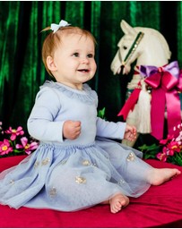Fleur Harris - Evangeline Tutu Bodysuit Dress in Cornflower