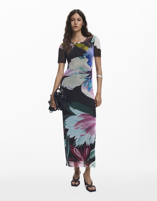 Desigual - Watercolor floral fitted dress