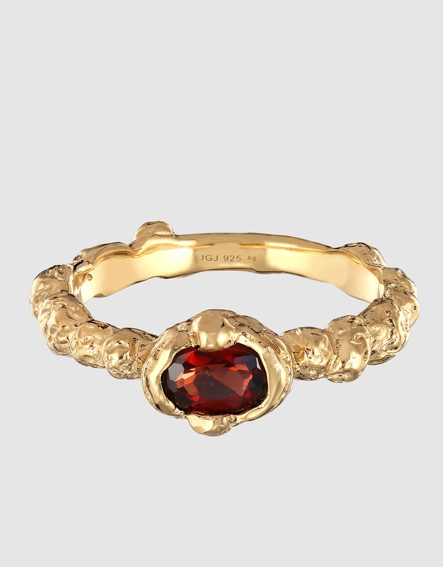 Haze & Glory - ICONIC EXCLUSIVE - Garnet Cocktail Ring in Gold-Plated 925 Silver