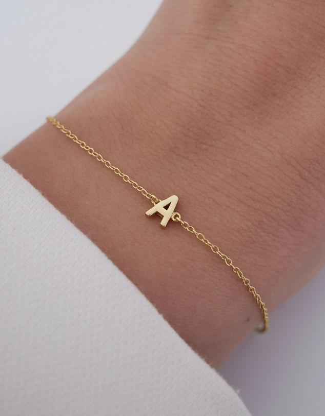 The Silver Collective - Petite A-Z Letter Bracelet Gold - A