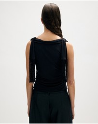 Minima Esenciales - Auden Jersey Fringe Scarf Top