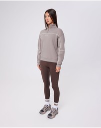 Upstate - Half Zip Pannelled Crew - Cinder