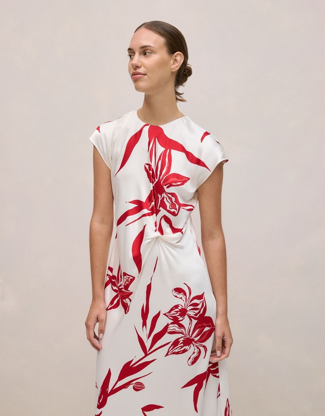 Trenery - Wild Iris Twist Front Column Dress in White