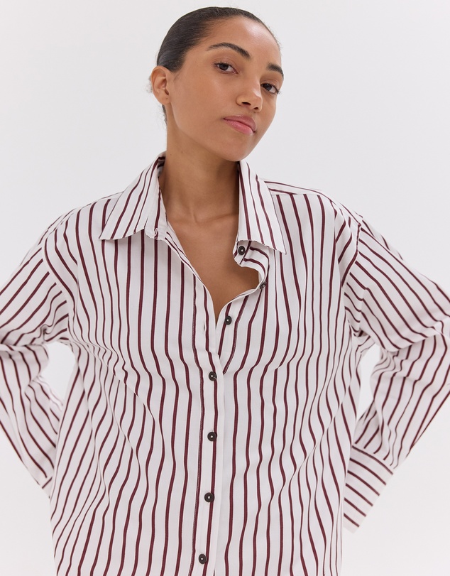 Cloth & Co. - The Dropped Yoke Shirt | Mahogany & White