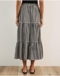 Atmos&Here - Ellison Tiered Gingham Skirt