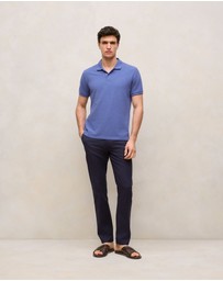 Trenery - Pique Marle Monogram Polo in True Blue