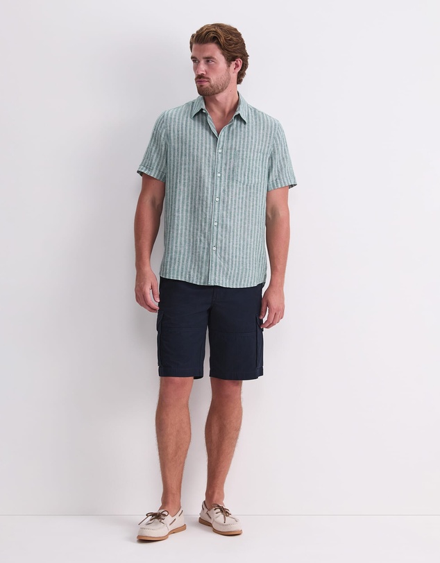 Sportscraft - Linen Short Sleeve Stripe Shirt