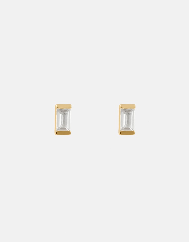Kirstin Ash - Baguette Birthstone Studs April - White Topaz