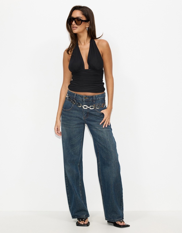 Dazie - Topaz Mesh Halter Top
