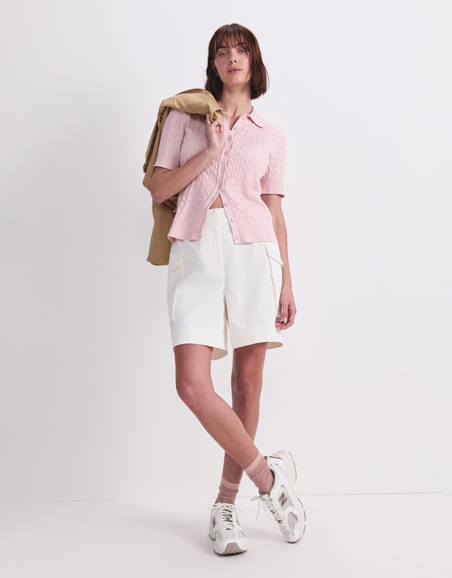 Sportscraft - Cotton Cable Short Sleeve Knit Top