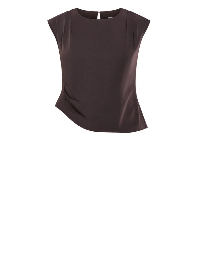 City Chic - Plus size Jett Pleat Detail Top - espresso