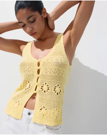 M.N.G - Crochet Buttoned Vest