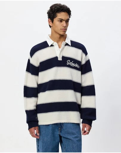 S Double - Cursive Knit Rugby