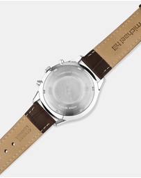 Michael Hill - Men's Chronograph Watch in Stainless Steel & Brown Leather