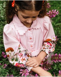 Fleur Harris - 'Toadstool Border' Serene Shirt Dress in Peach
