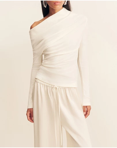 Shona Joy - Aby Draped Asymmetrical LS Top