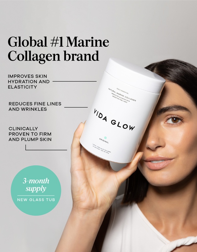 Vida Glow - Original Natural Marine Collagen Powder 270g - Glass Tub