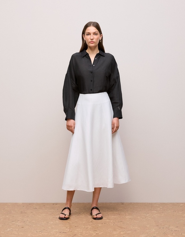 Trenery - Textured Flare Midi Skirt in White