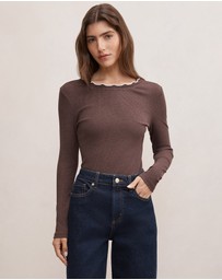 Forever New - Rebecca Scallop Long Sleeves Top