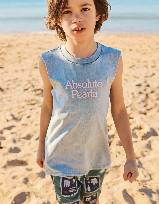 Skwosh - Absolute Pearla Kids Muscle Tank in Light Blue