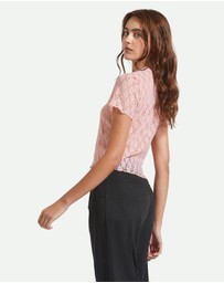Brixton - Sheer Slim Lace Short Sleeve Top