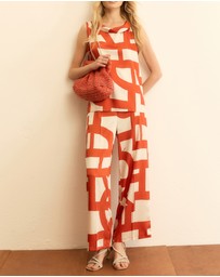 Emme - Geranium Red Printed Trousers