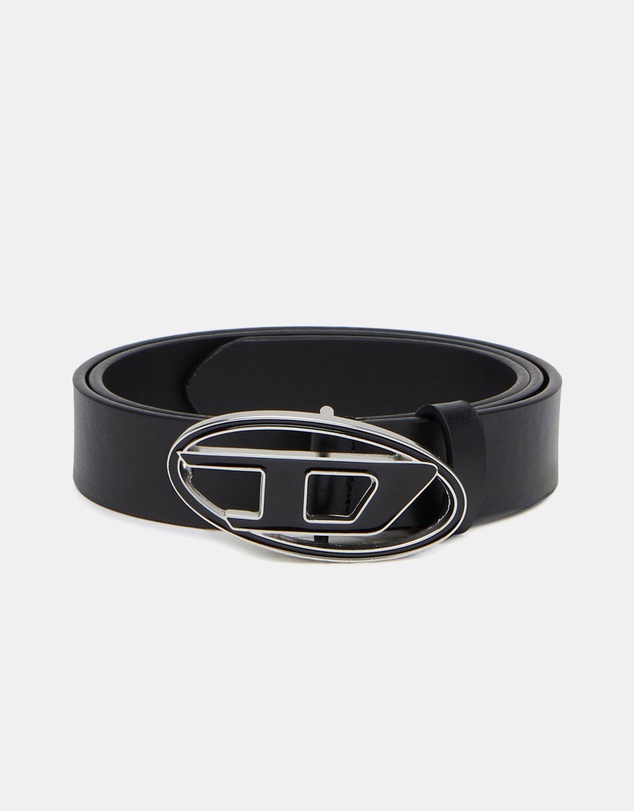 Diesel - B-1DR 25 Leather Belt with Enamelled Buckle