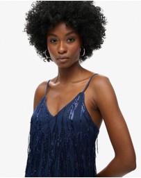 Superdry - Fringe V Neck Cami Mini Slim Fit Dress