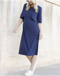 Angel Maternity - Donna Maternity & Nursing Flip Dress In Navy