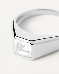 PDPAOLA - Square Shimmer Stamp Silver Ring