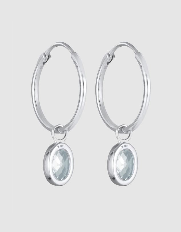 Elli Jewelry - Earrings Creole Zirconia 925 Sterling Silver