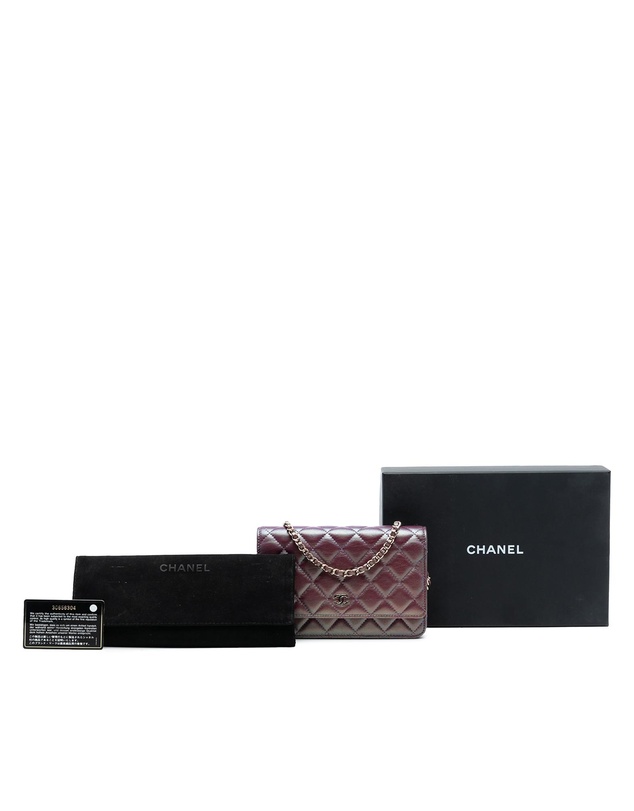 Pre-Loved by Azura Reborn - Pre-Loved CC Quilted Iridescent Lambskin Wallet on Chain
