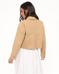 Petal & Pup - Mattie Cropped Trucker Jacket - Taupe