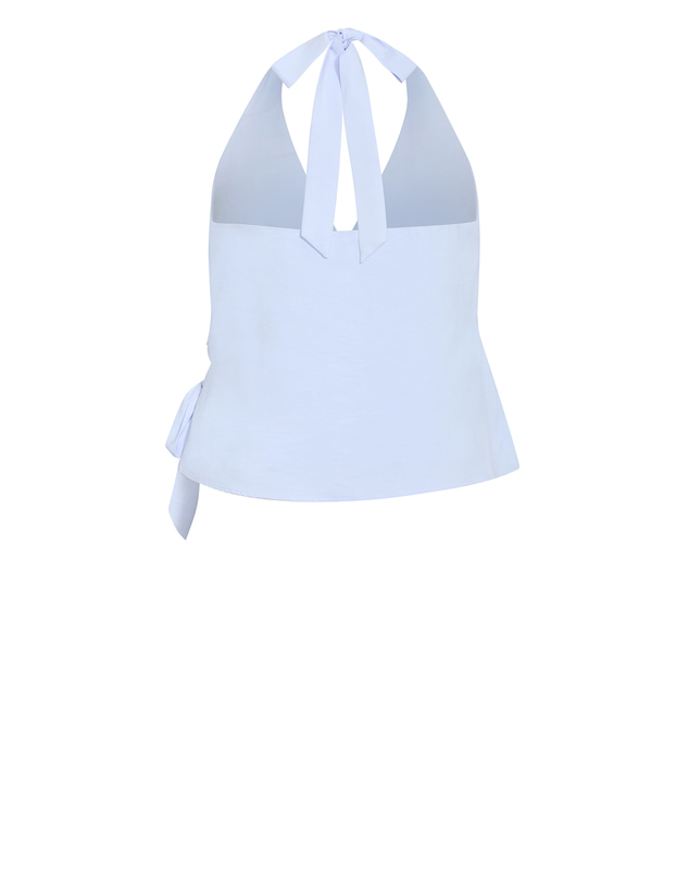 City Chic - Plus size Audrey Halter Neck Wrap Top - sky blue