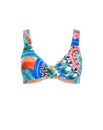 City Chic - Positano Print Underwire Bikini Top - blue