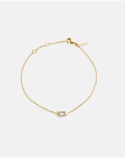 Kirstin Ash - Baguette Birthstone Bracelet April White Topaz