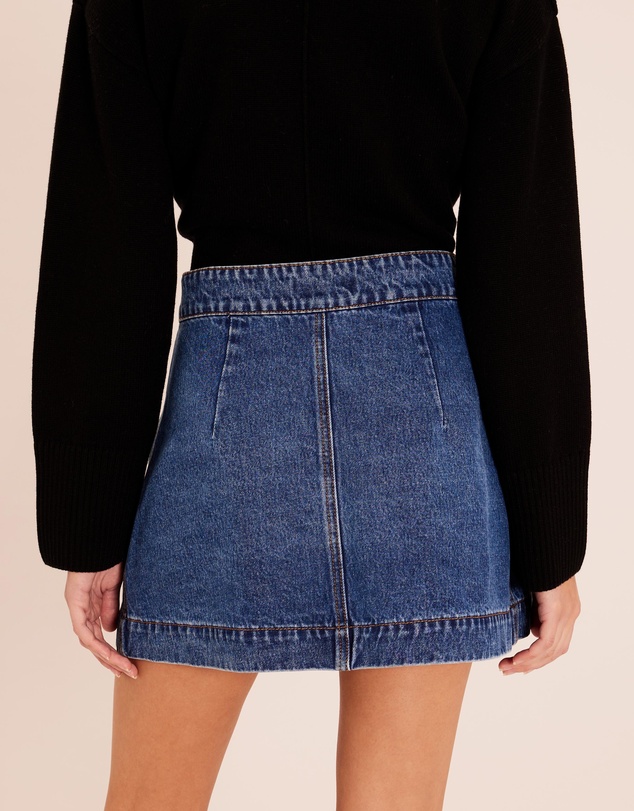 AERE - Denim Wrap Over Mini Skirt