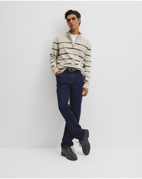 Country Road - Australian Good Earth Cotton Half Zip Stripe Knit
