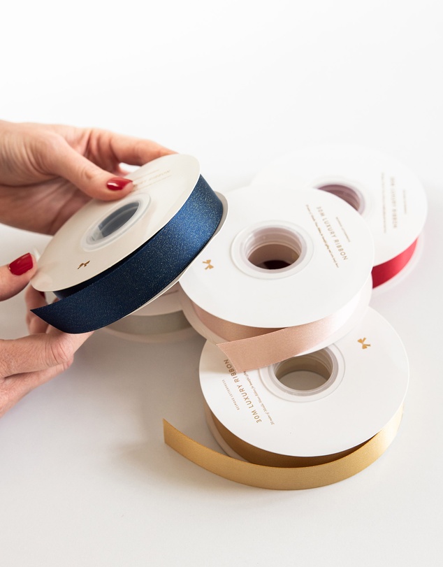 Bespoke Letterpress - Shimmer Satin Ribbon - Navy - 30 Meters