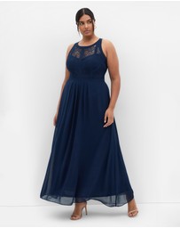 City Chic - Plus size Panelled Bodice Maxi Dress - navy
