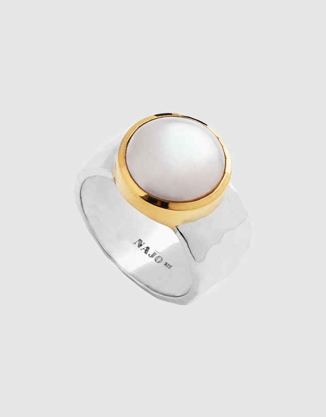Najo - Chroma Two Tone Gold Pearl Ring