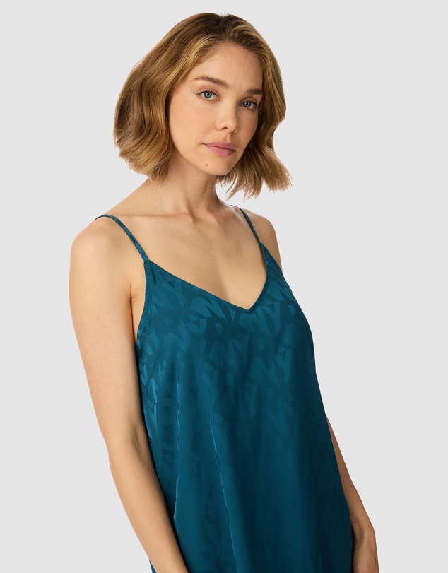 DKNY - Logo Satin Low Back Midi Chemise Nightgown