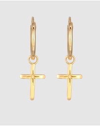 Elli Jewelry - Earrings Hoops Cross 925 Sterling Silver Gold-Plated