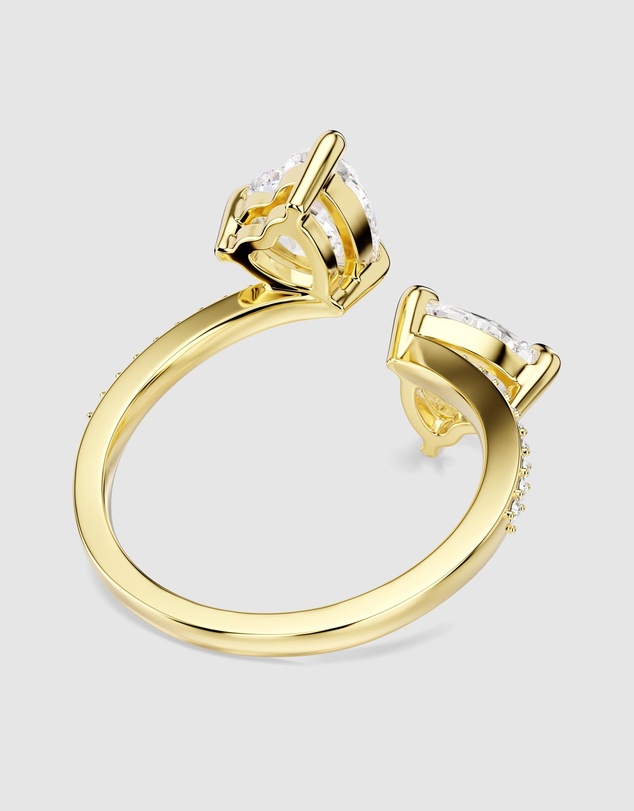 Swarovski - Mesmera Open Ring, Heart Cut, Pavé, White, 18K Gold Finish
